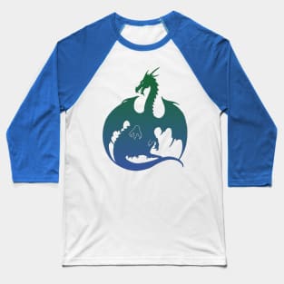 Blue Green Dragon Baseball T-Shirt